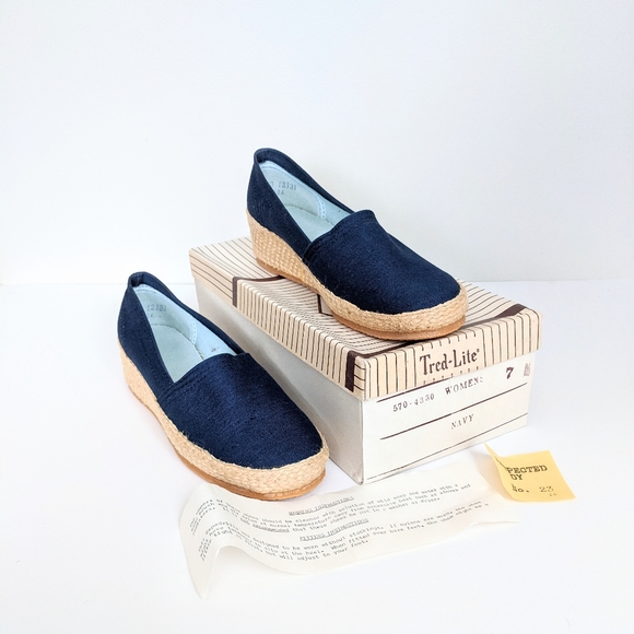 🇺🇸 NIB Vintage Tred-Lite Espadrilles Navy Made In USA - Picture 5 of 6